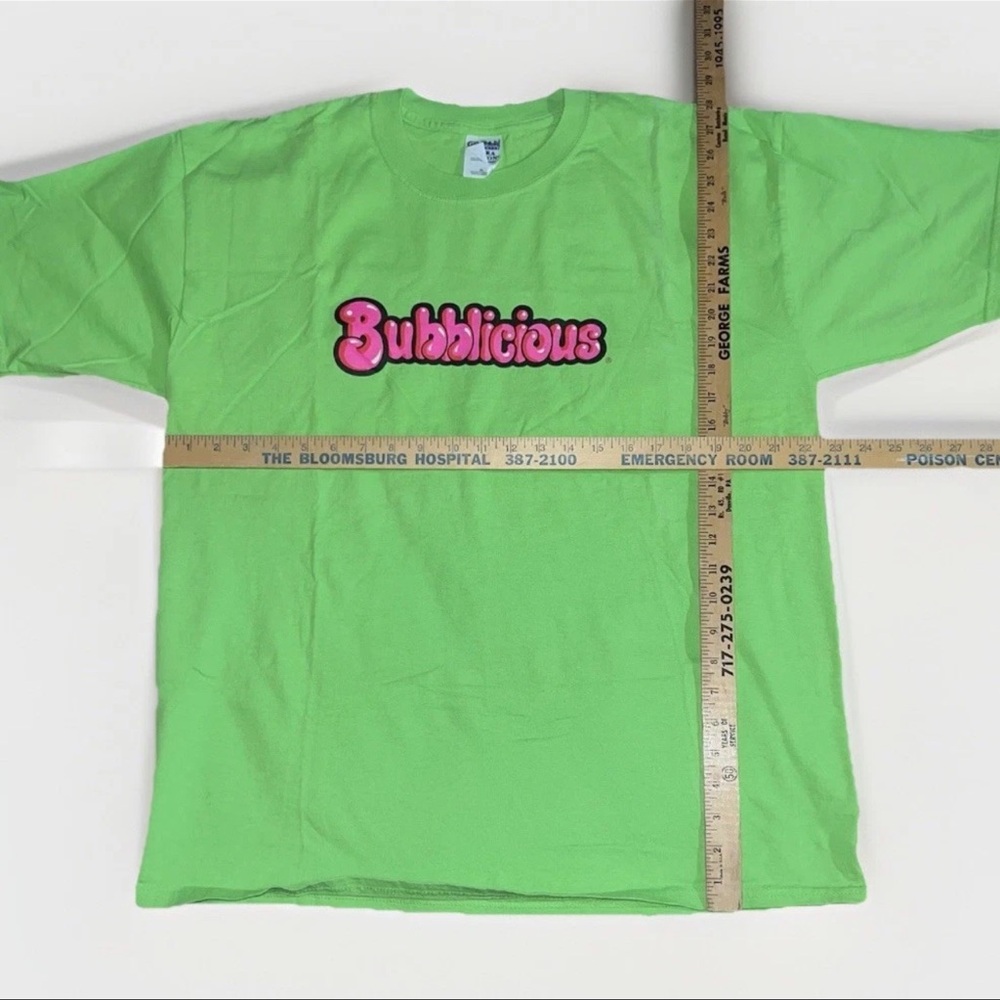 VTG Bubblicious Bubble Gum T Shirt Mens XL Green Y2K Advertising 100% Cotton - Picture 4 of 5
